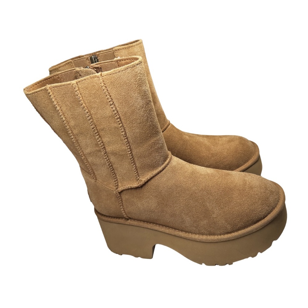 UGG Women's Classic Twin Seam New Heights Chestnut Suede Platform Boot 1158313 8 - Picture 4 of 11